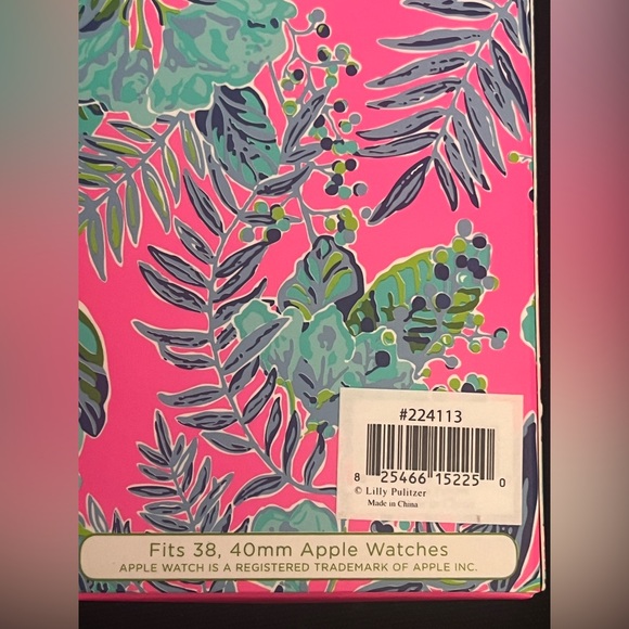 Lilly Pulitzer Leather Featured in Lil Earned Stripes print Apple Watch Band - Picture 5 of 5